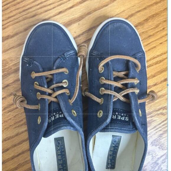 Sperry Top-Sider Sneaker Size 6.5 Navy Boat Leather Lace - Picture 4 of 8